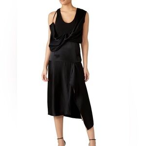 Atlein Hybrid Dress Satin Crepe Draped Midi Dress